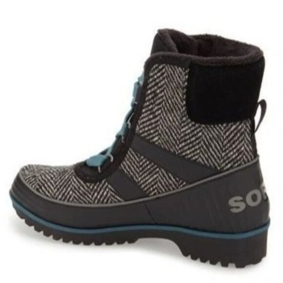 SOREL Tivoli II Herringbone Waterproof Snow Boots 9.5 Fleece Lined Print Mid Cal - Picture 2 of 7